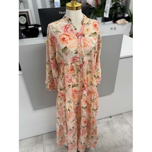 Çiçekli Elbise 251093 - Toz Pembe - S - AZRA06069-52805
