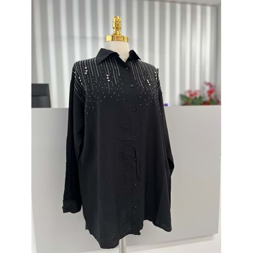 Taşlı Gömlek 761 - Siyah - S-M