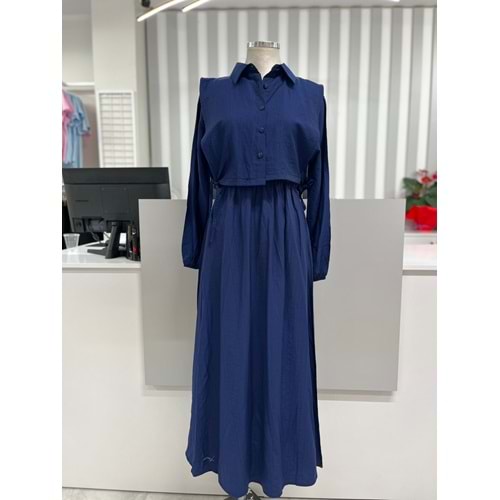 Çilek Bolerolu Giydirmeli Elbise 2389 - Lacivert - L-XL