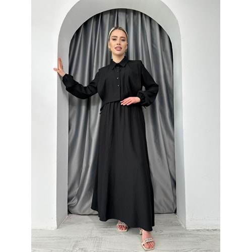 Çilek Bolerolu Giydirmeli Elbise 2389 - Siyah - L-XL