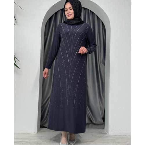Önü Pullu Sendy Elbise 8656 - Füme - 38-40