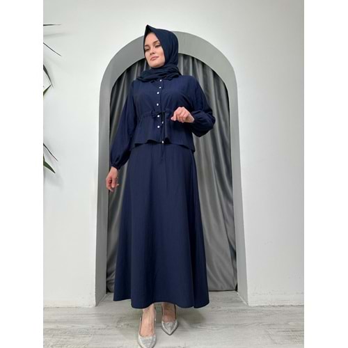 Belden Bağlamalı Etekli Takım 2864 - Lacivert - 40