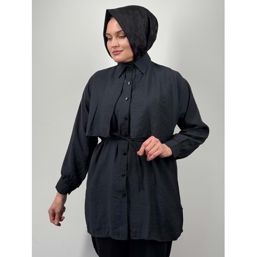 Bolerolu Modal Gömlek 5487 - Siyah - L-XL