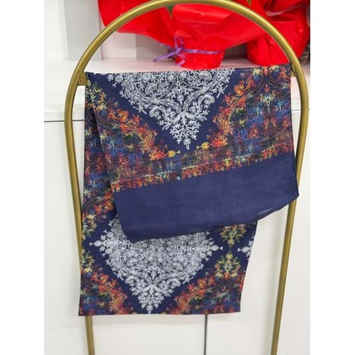 Etnik Desen Soft Şal 9630 - Lacivert - TEK BEDEN