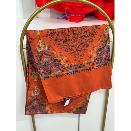 Etnik Desen Soft Şal 9630 - Turuncu - TEK BEDEN