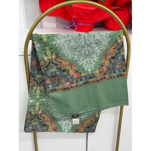 Etnik Desen Soft Şal 9630 - Yeşil - TEK BEDEN