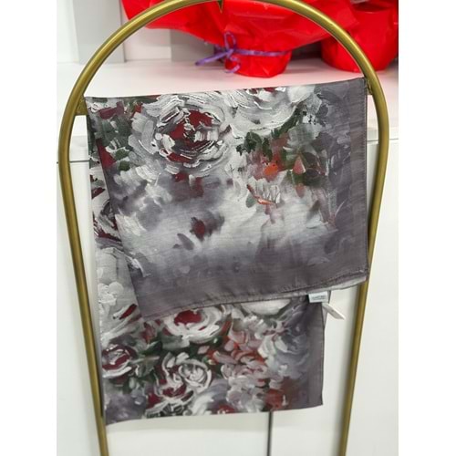 Gül Desen Soft Şal 7854 - Füme - TEK BEDEN