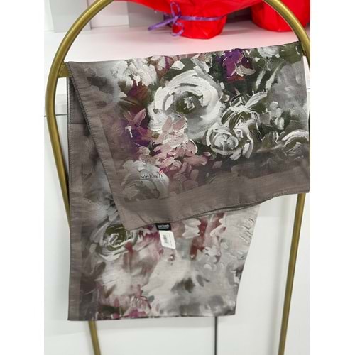 Gül Desen Soft Şal 7854 - Haki - TEK BEDEN