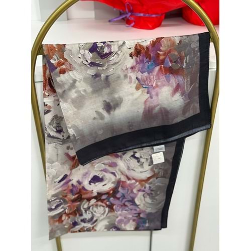 Gül Desen Soft Şal 7854 - Mürdüm - TEK BEDEN