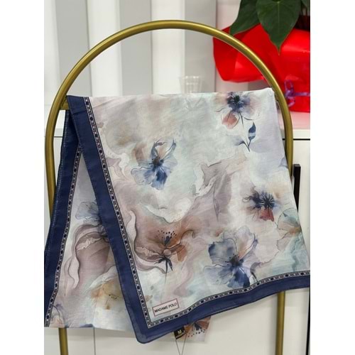 Madam Çiçek Desen Soft şal 6545 - Lacivert - TEK BEDEN