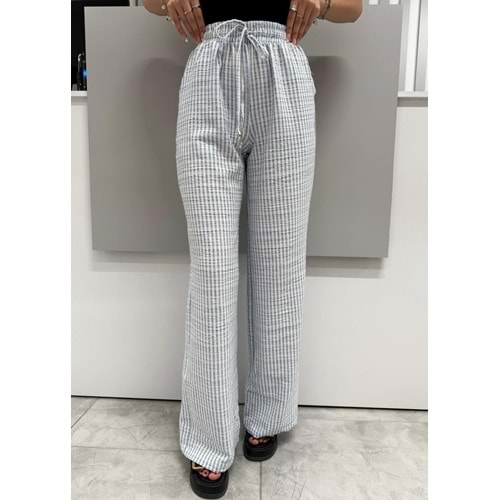 İki Renkli Gofre Pantolon 1587 - Mavi - L