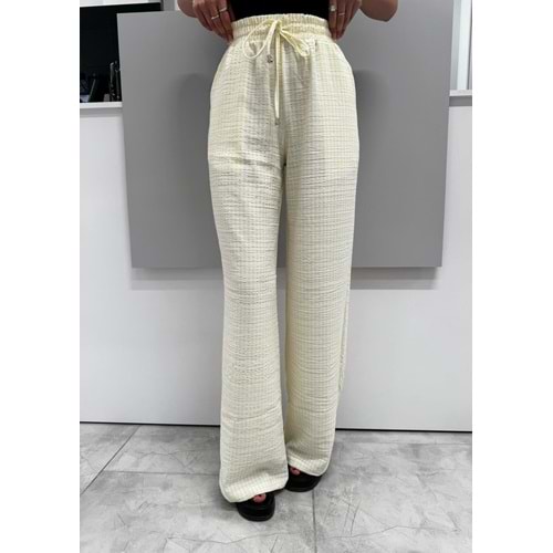 İki Renkli Gofre Pantolon 1587 - Sarı - L