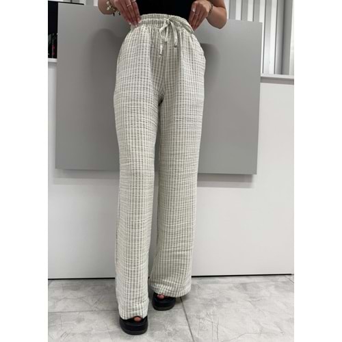 İki Renkli Gofre Pantolon 1587 - Yeşil - L
