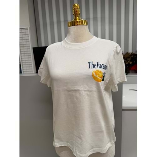 Limon Baskı T-shirt 10620 - Beyaz - L