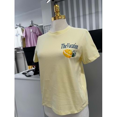 Limon Baskı T-shirt 10620 - Sarı - L
