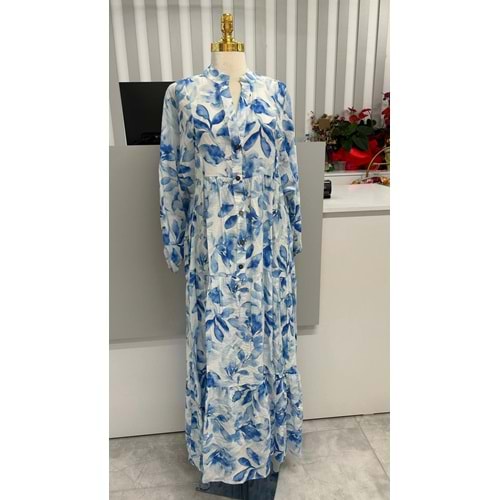 Mango Kumaş Elbise 2559 - Mavi - TEK BEDEN