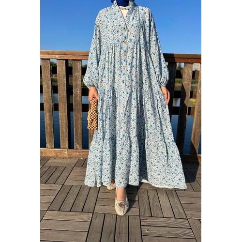 Mango Kumaş Elbise 2559 - Saks Mavi - TEK BEDEN