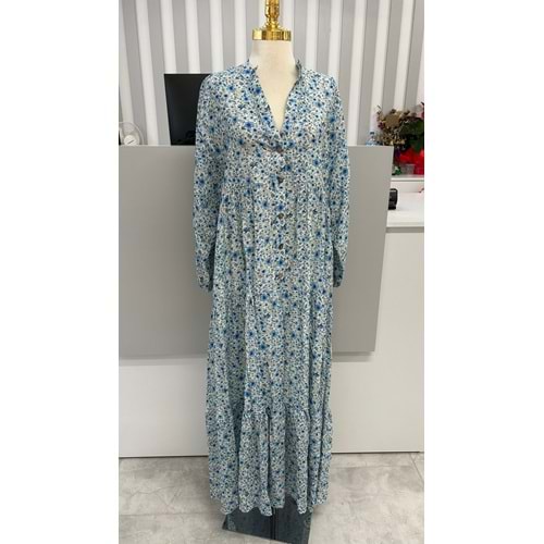 Mango Kumaş Elbise 2559 - Saks Mavi - TEK BEDEN