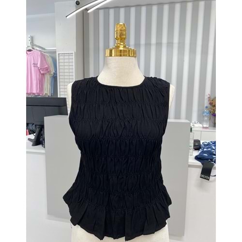 Kolsuz Crop Bluz 50845 - Siyah - S