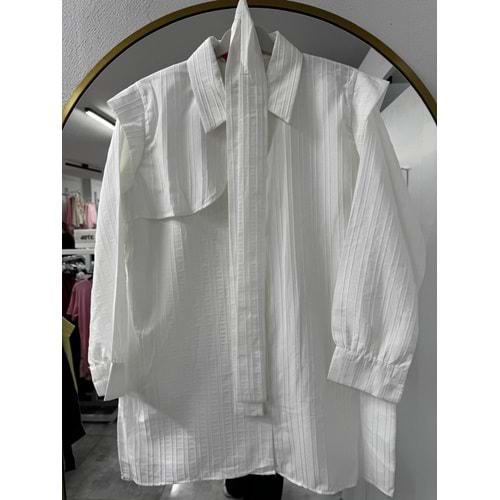 Kapaklı Çizgili Gömlek 770 - Beyaz - L-XL - AZRA06204-53177