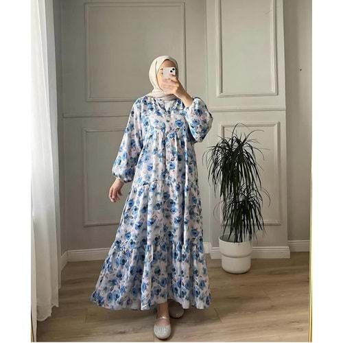 Güllü Salaş Elbise 2399 - Saks Mavi - S-M