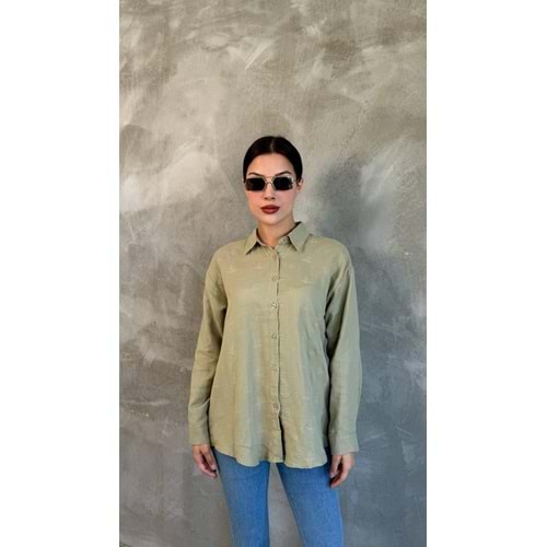 Müslin Kumaş Gömlek 251113 - Mint Yeşili - L