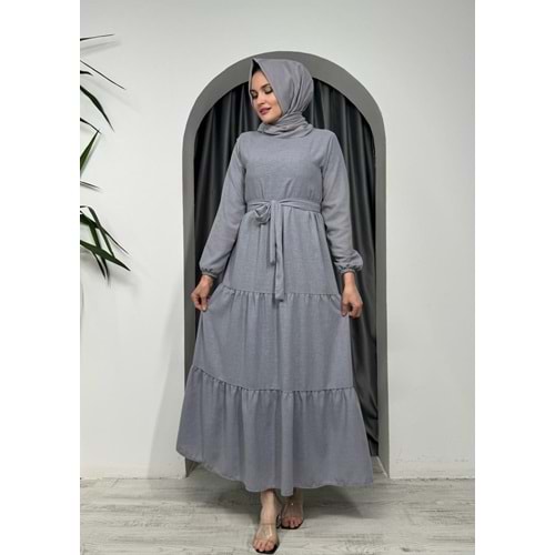 Kat Kat Keten Elbise 1785 - Gri - 42-44