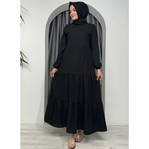 Kat Kat Keten Elbise 1785 - Siyah - 42-44