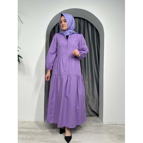 Trikoton Elbise 7118 - Lila - 42-44