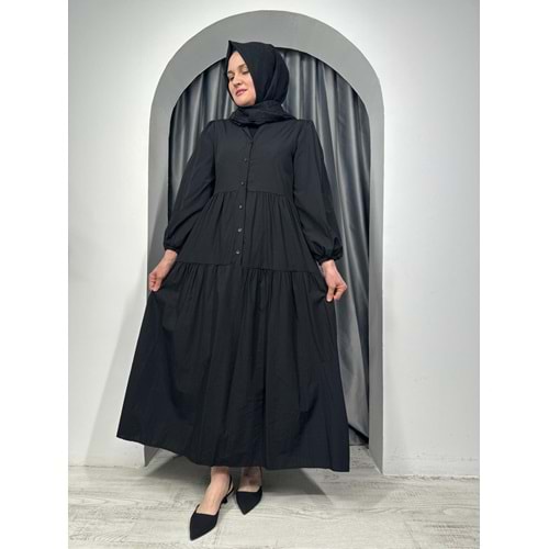 Trikoton Elbise 7118 - Siyah - 42-44