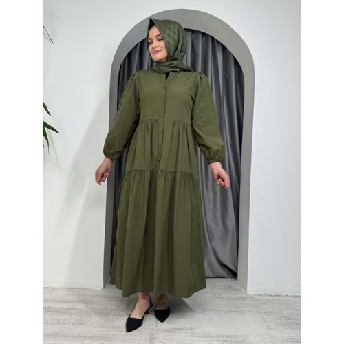 Trikoton Elbise 7118 - Yeşil - 42-44