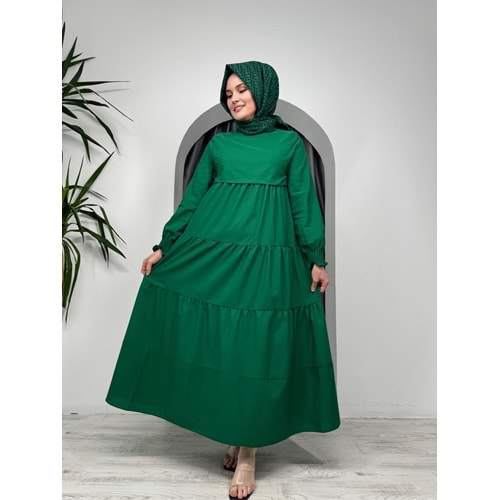 Drapeli Elbise 4749 - Yeşil - 40