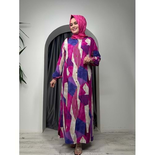 Asimetrik Elbise 4218 - Fuşya - 42-44