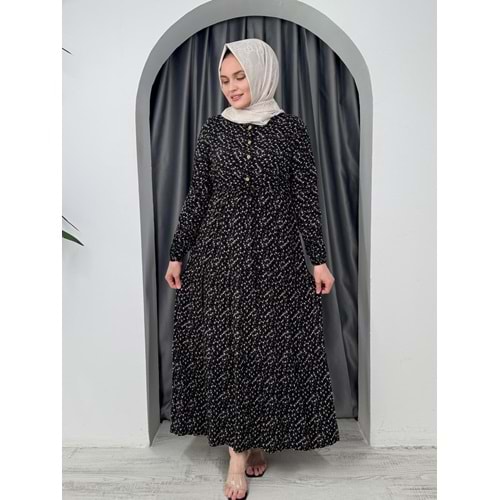 Minik Çiçek Desen Elbise 55455 - Gold - 38-40