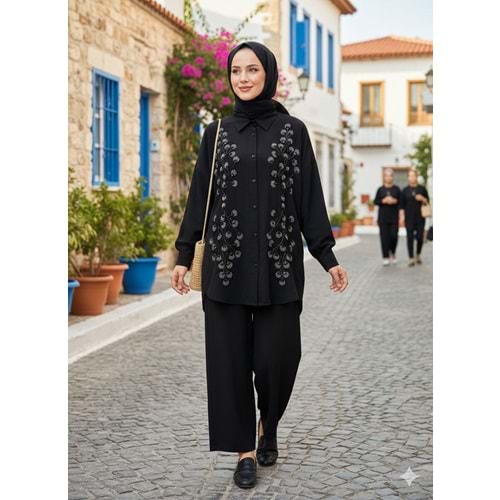 Boncuklu Modal Takım 8860 - Siyah - S-M - AZRA06305-52172
