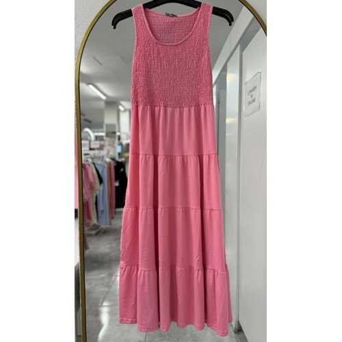 Lastikli Kat Kat Elbise 1554 - Pembe - S-M - AZRA06326-53343
