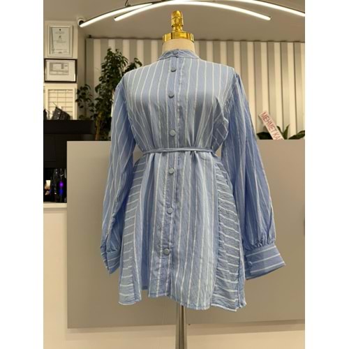 Çizgi Detay Gömlek 9123 - Mavi - L-XL