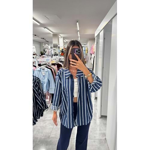 Yeni Modal Gömlek 2938 - azra fashion - Lacivert - L-XL - AZRA06387-52775