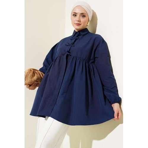 Fiyonklu Gömlek 786 - Lacivert - L-XL - AZRA06413-53009
