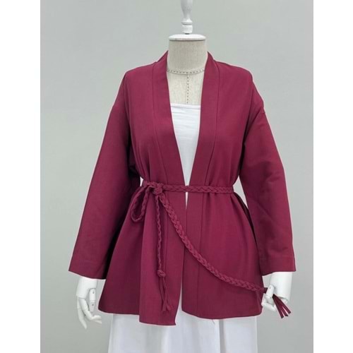 Keten Kimono 536 - Bordo - TEK BEDEN - AZRA06425-53123