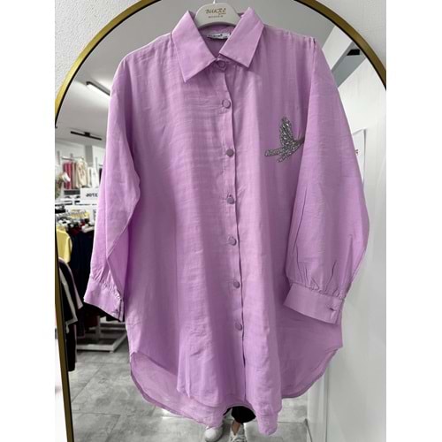 Kuş taşlı Gömlek 811 - Lila - L-XL