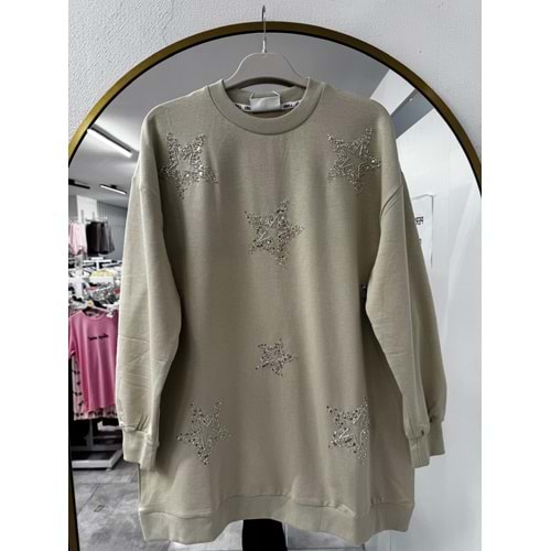 Yıldız Motifli Tunik 3052 - Olive - L-XL