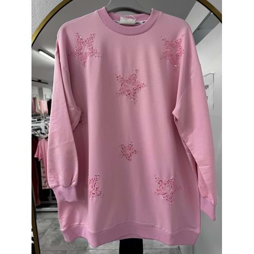 Yıldız Motifli Tunik 3052 - Pembe - L-XL
