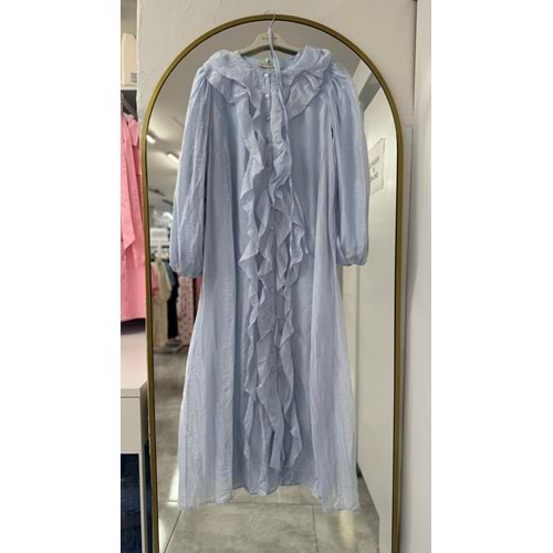 Fırfırlı Elbise Dfn 25100 - Bebe Mavisi - L-XL