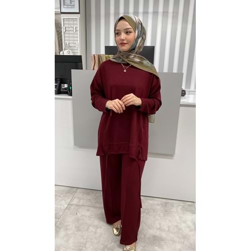 Oysho Biyeli Asimetrik Salaş Takım 3415 - azra fashion - Bordo - L-XL