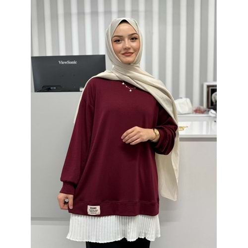 Eteği Piliseli Tunik 816 - Bordo - S-M