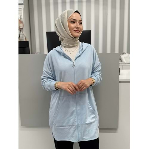 Cepli Kapşonlu Tunik 26129 - Bebe Mavisi - S-M