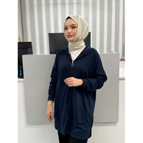 Cepli Kapşonlu Tunik 26129 - Lacivert - S-M
