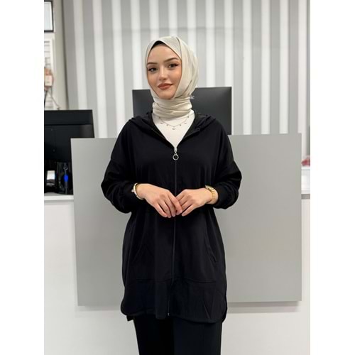 Cepli Kapşonlu Tunik 26129 - Siyah - L-XL