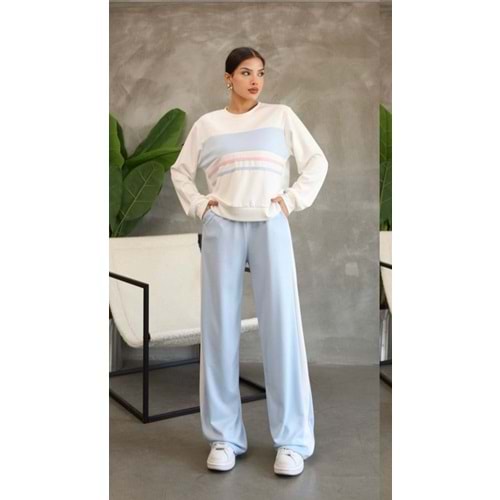 Şeritli Garnili Takım 2689 - Bebe Mavisi - S